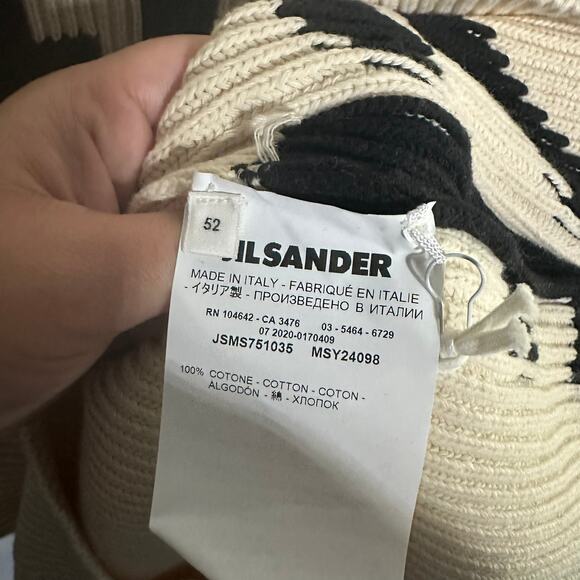 NEW Jil Sander Men's Graphic Turtleneck Cream Ivory Sweater Size 52 - Picture 6 of 10